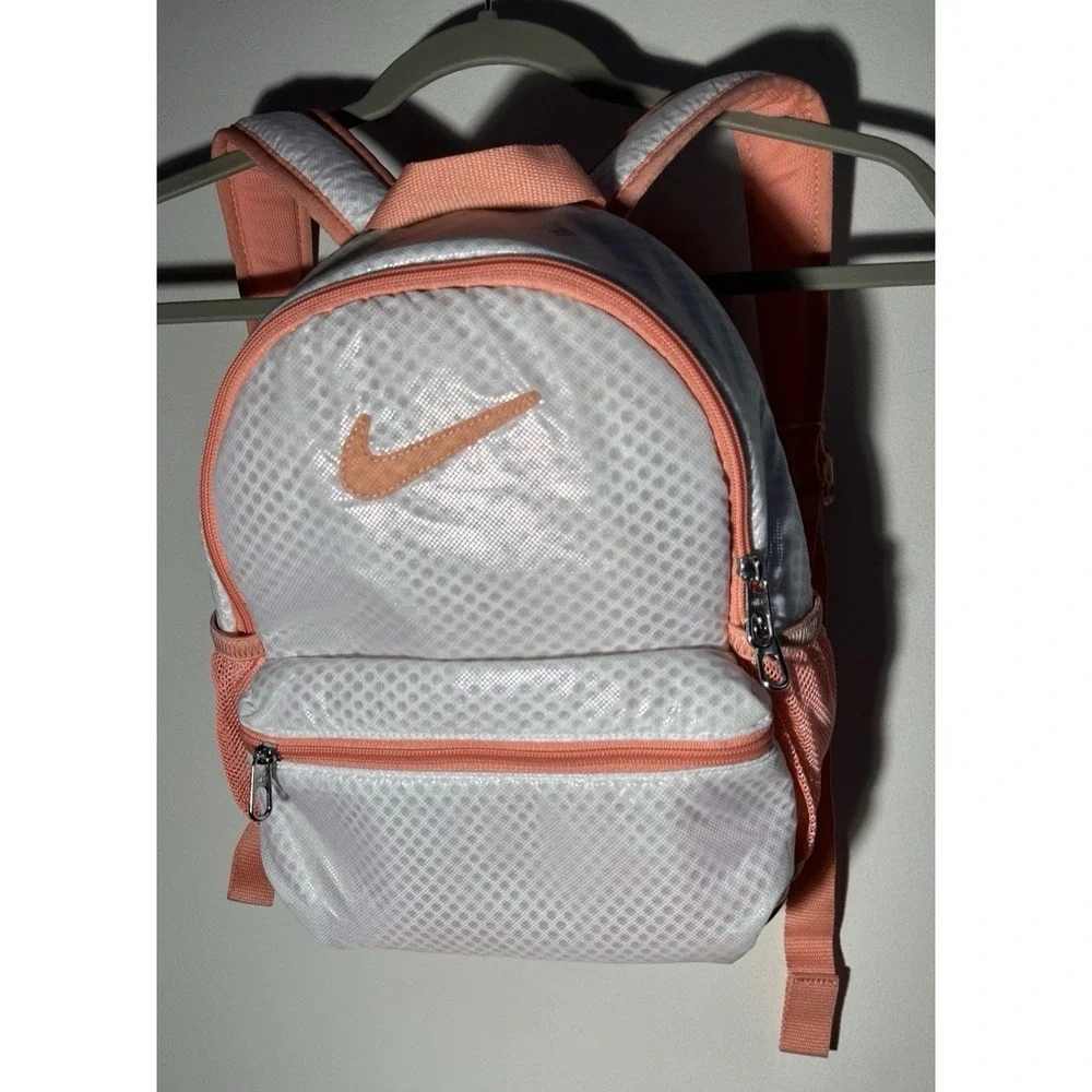 Nike Air Backpack w. iridescent white mesh body & Peach Detail 13